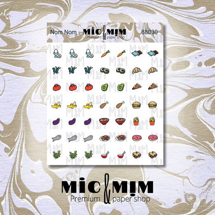 Nom Nom - Petite feuille d'autocollants pour la vente par MIC & MIM Premium Paper Shop