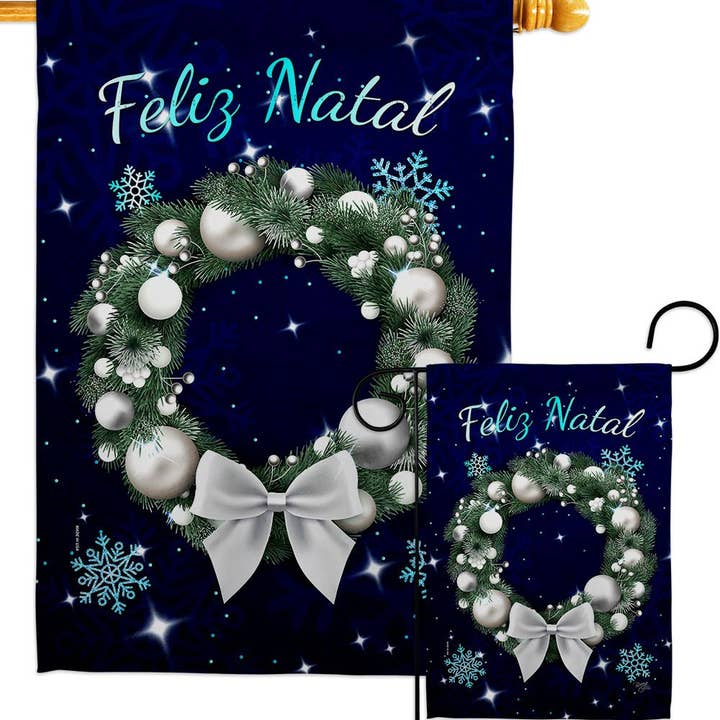 Two Group Flag Co - Wholesale Flag - Flag Vela Feliz Navidad Christmas Winter Wonderland Wreath3
