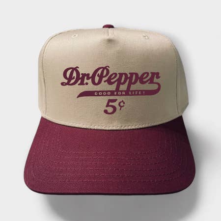 Happi Style - Wholesale Trucker Hat - Unisex - Dr. Pepper Club Classic Trucker Hat | Khaki/Maroon