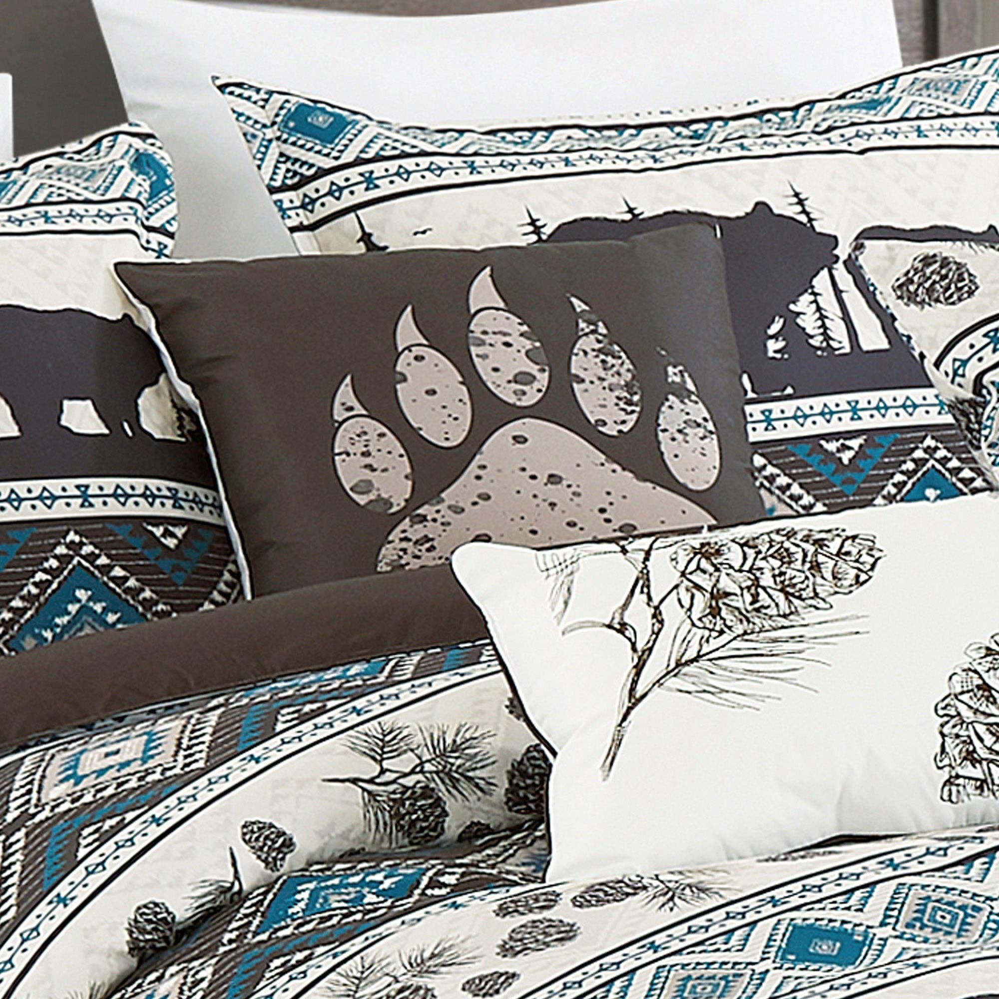 Linen Mart - Wholesale Bedding Set - Big Bear Southwest Turquoise Aztec Comforter - 6 Piece Set9