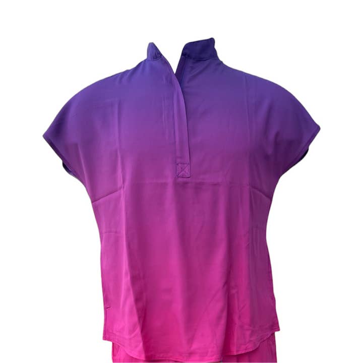 Apparel Now - Wholesale Healthcare Uniform - Women's - DK Gradient Zipper Scrub Top (Purple/Pink)3