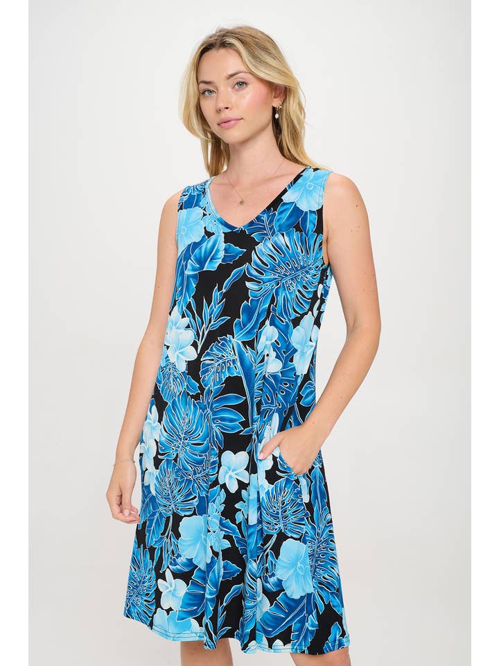 Jostar - Wholesale Dress - Women's - HIT V-Neck Bias Pocket Tank Dress- 7088HT-TRP1-K-W436