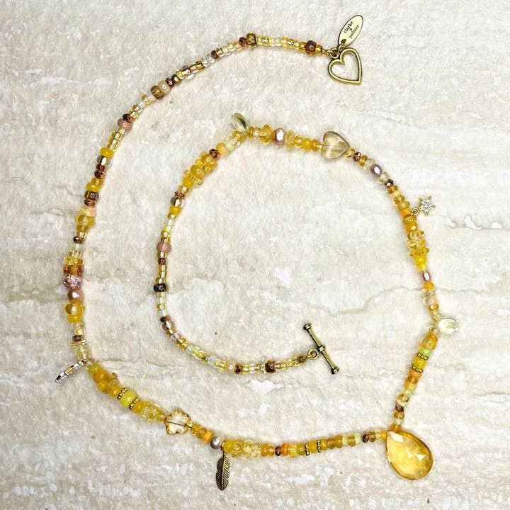 Golden Treasure Beach Opal Citrine Pendant Necklace for wholesale by Clarke Palmer