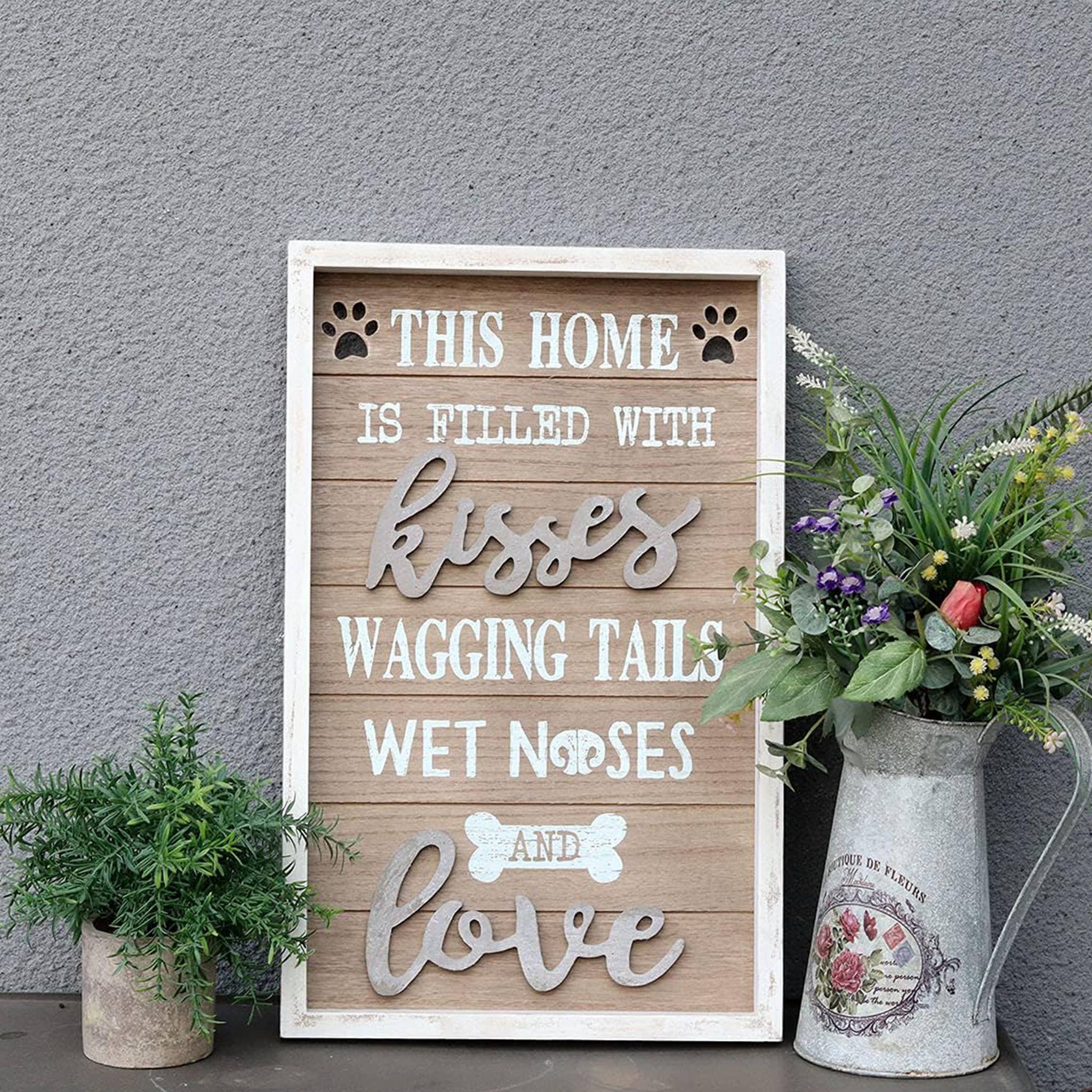 Paris Loft Inc - Wholesale Sign - Love Pet Rustic Wood Framed Wall Sign 12"x19"2