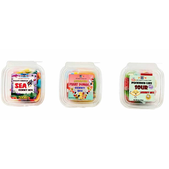 Dulcefina Chocolate and Sweets - Vente Bonbons gélifiés - Bacs Gummy Trio Tasters de 5 oz