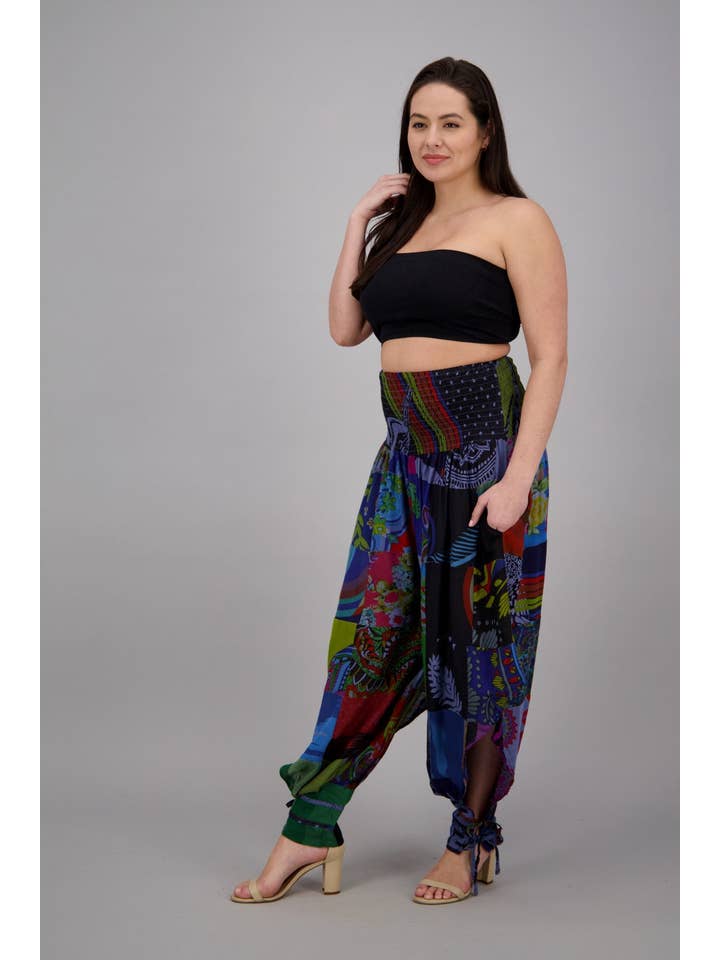Assorted Colors Patchwork Harem Pants PAT-3291 for wholesale on Faire