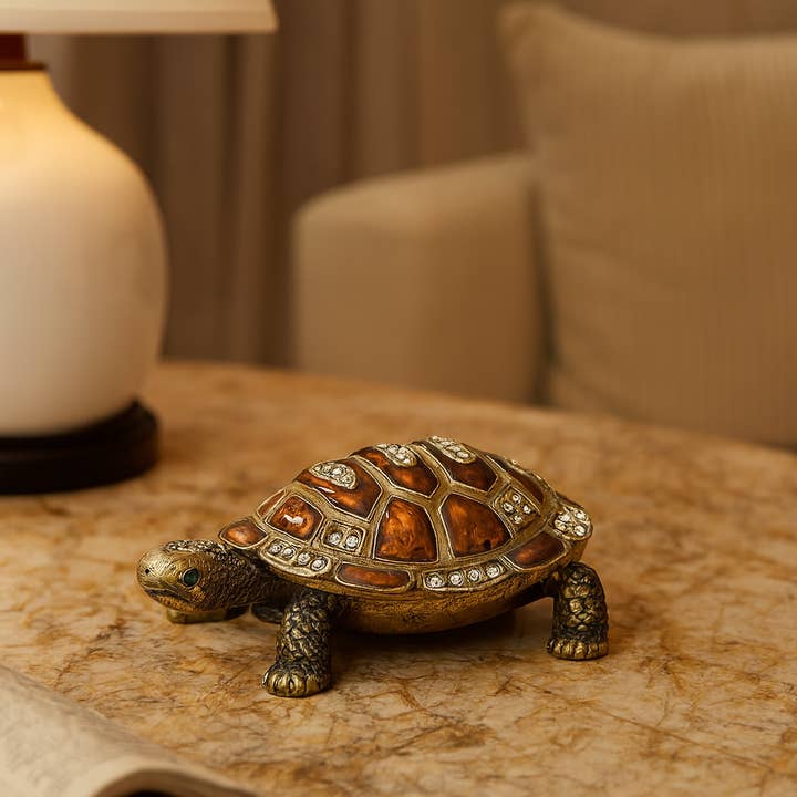 Jeweled Turtle Bronze 3" Trinket Box for wholesale by Fennco Styles