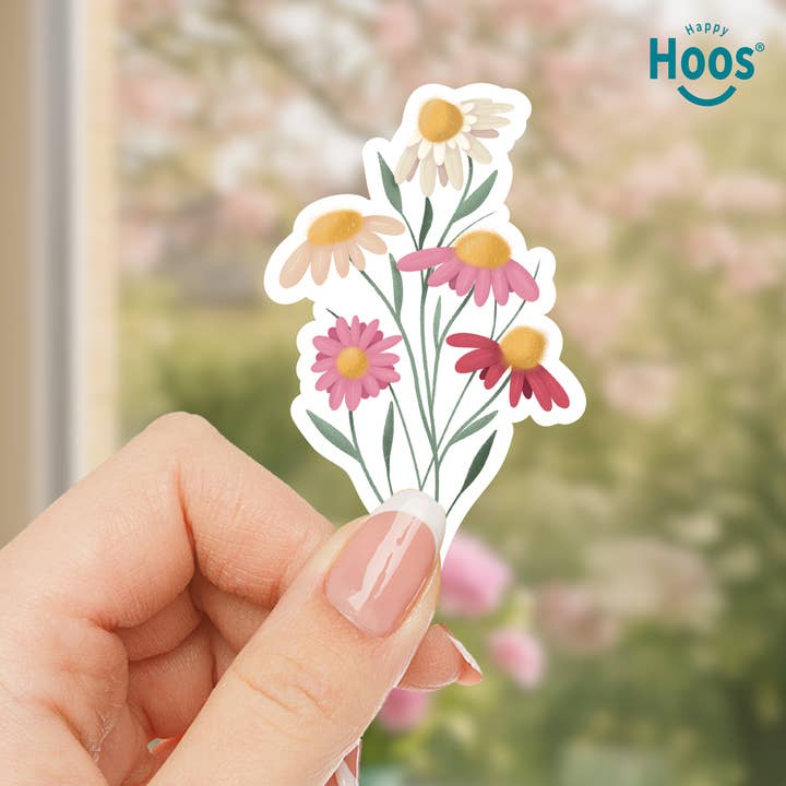 Adesivo Primaverile Bouquet di Fiori di Campo 4" per la vendita all'ingrosso da parte di Happy Hoos