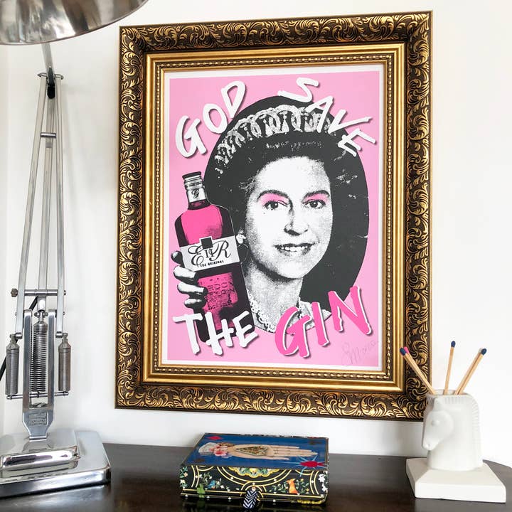 God Save the Gin ondertekende print 6 voor wholesale door Samantha Morris