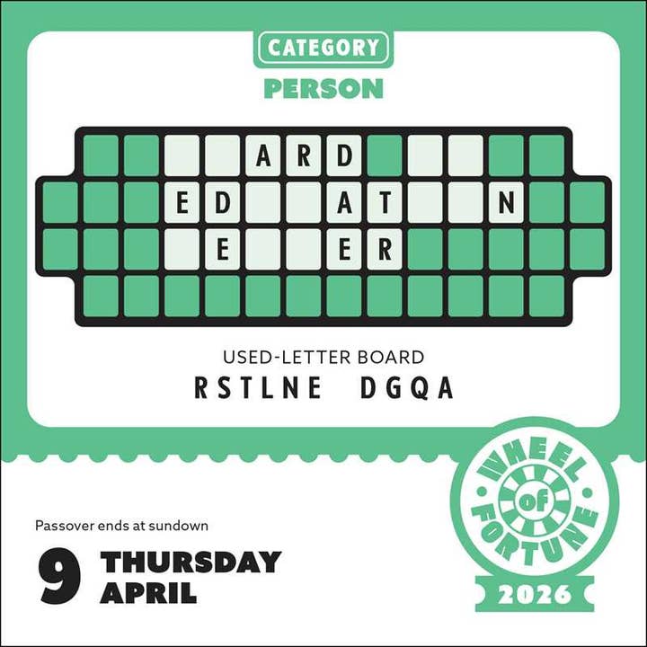 Simon & Schuster - Wholesale Book - Adult - Wheel of Fortune 2026 Day-to-Day Calendar by Sony1