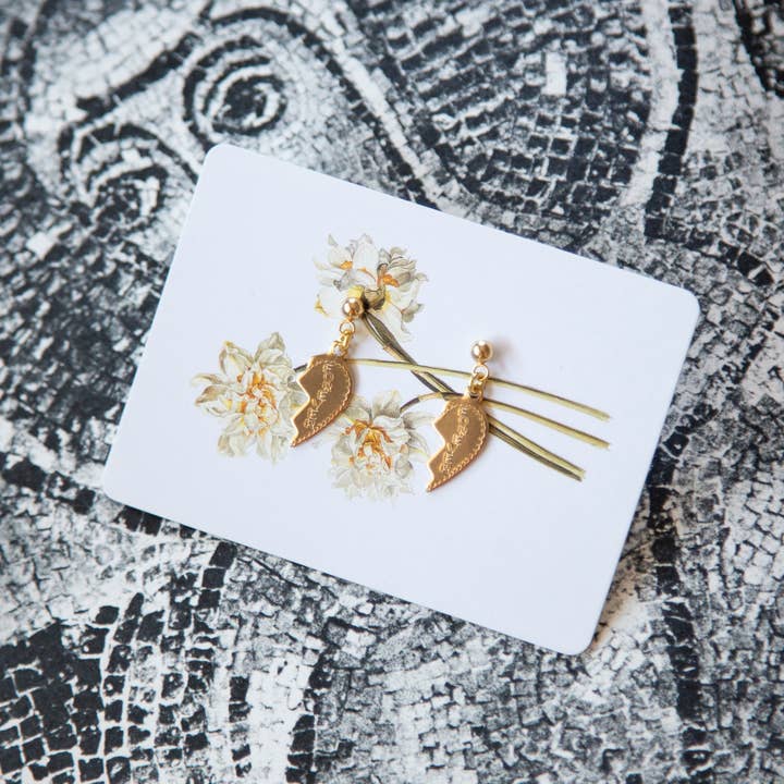 Kindred Objects - Wholesale Dangle Earrings - Vintage Gold Broken Heart Earrings
