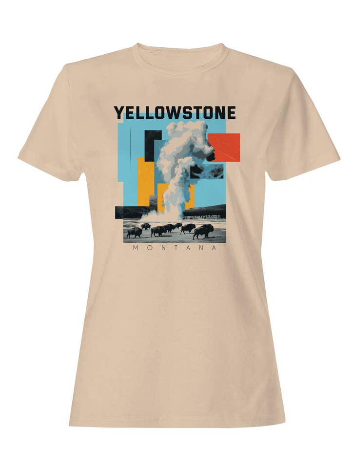 Yellowstone Geyser Art - Montana Women's T-shirt for wholesale by TShirtGuys.com