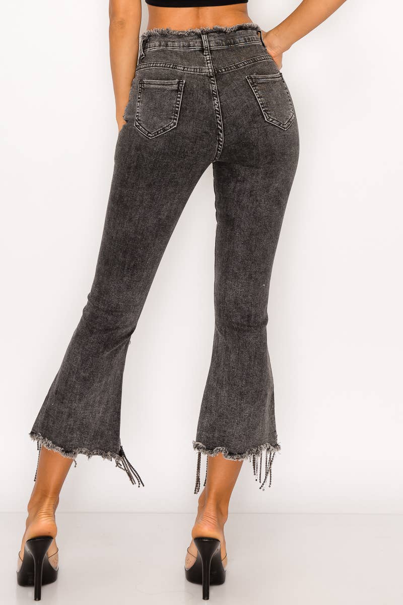 Blue B - Wholesale Jeans - Women's - 1365P - RHINESTONE FRINGE DENIM PANTS21
