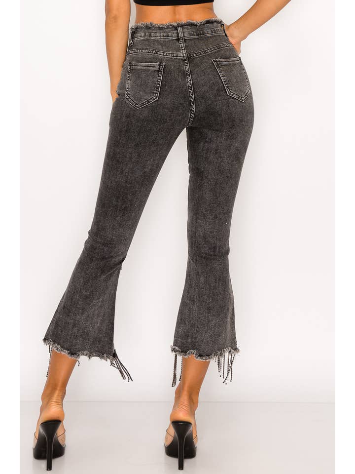 Blue B - Wholesale Jeans - Women's - 1365P - RHINESTONE FRINGE DENIM PANTS21