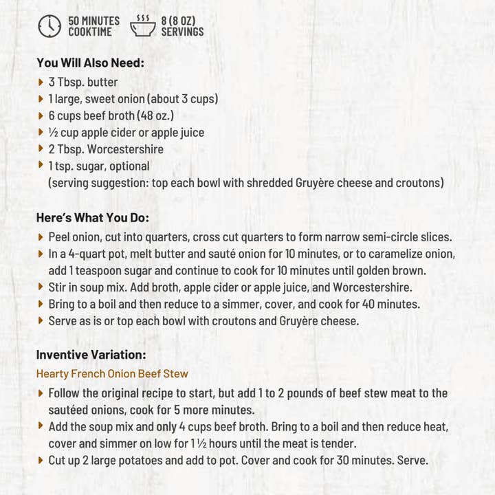 Anderson House | Frontier Soups - Wholesale Soup - Chicago Bistro French Onion Soup Mix3