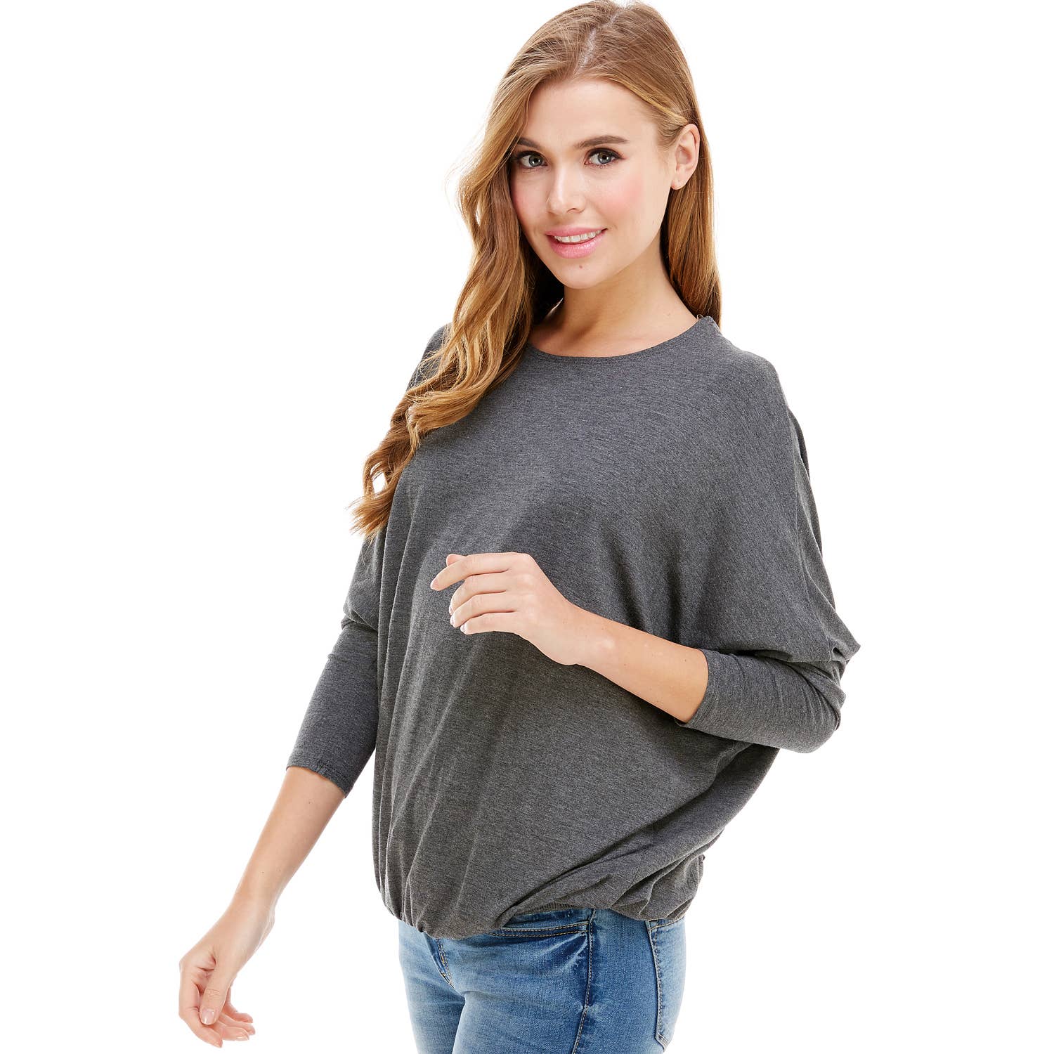 Azules Clothing - Wholesale Tunic - Women's - ATP-2309RS-DOLMAN Sleeve Elastic Bottom Hem Tunic13