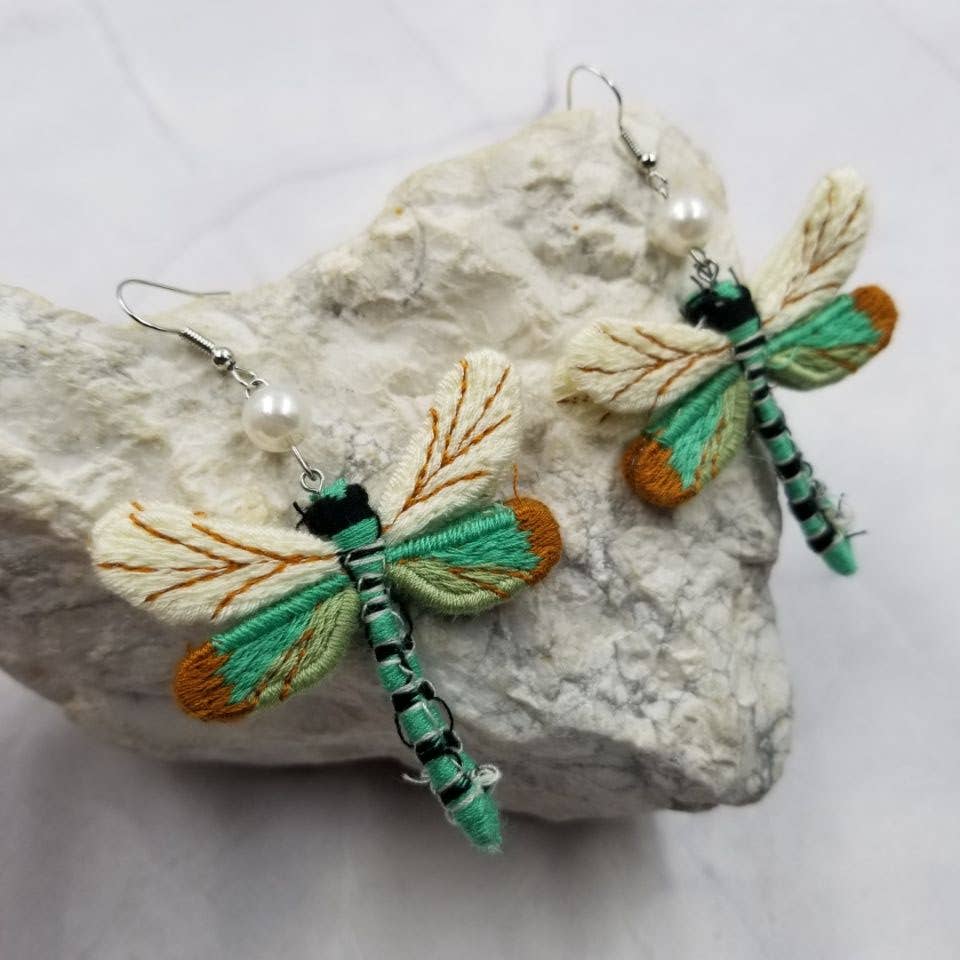 Handwoven Dragonfly Dangle Earrings for wholesale by The Pretty Jewellery