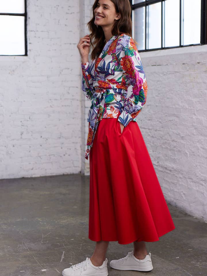 Marianna Déri GmbH – Großhandel Rock – Damen – Midirock in A-Linie Rot2