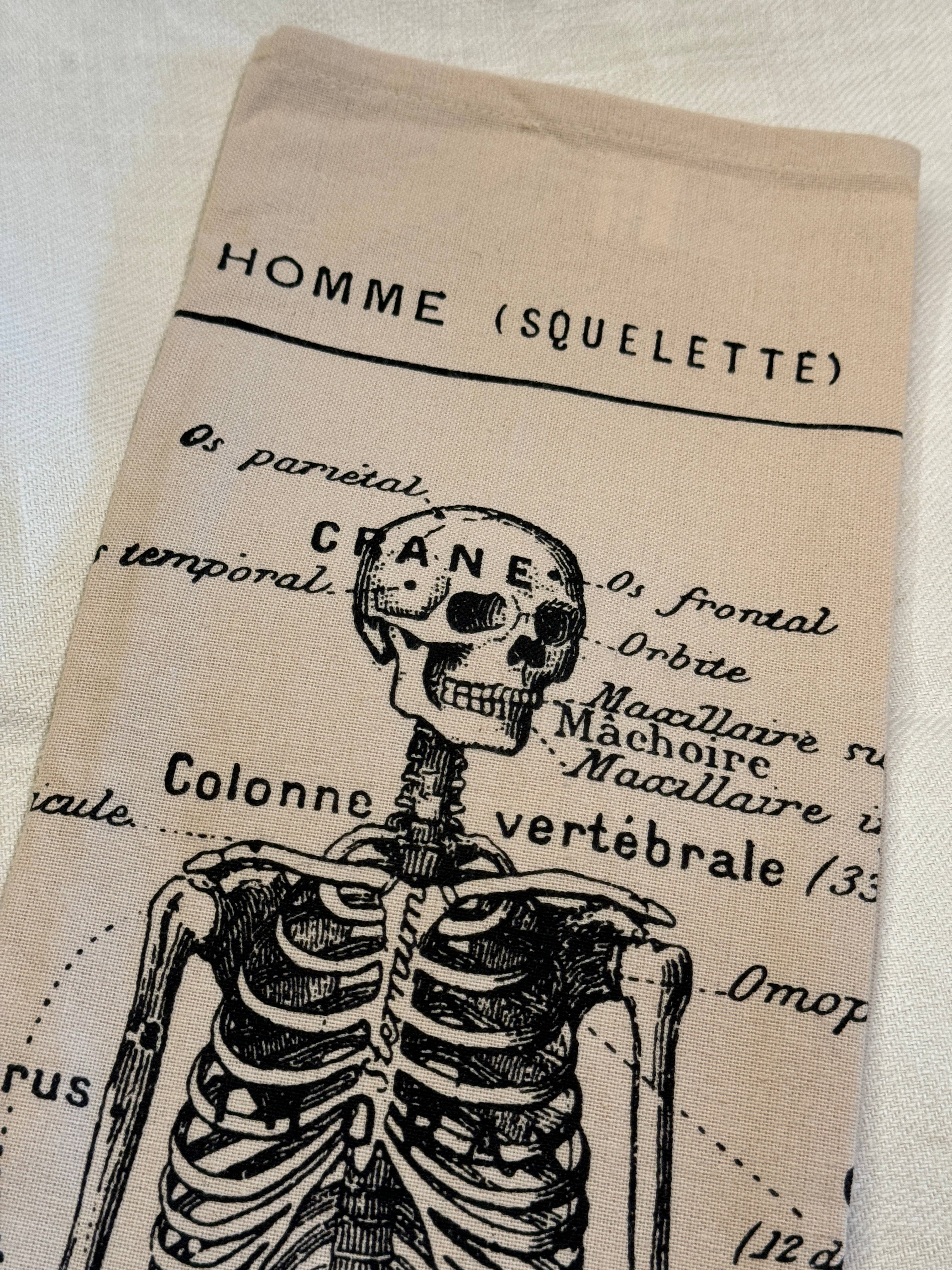 Monahan Papers - Wholesale Tea Towel - Screen Printed French Skeleton Tea Towel 1