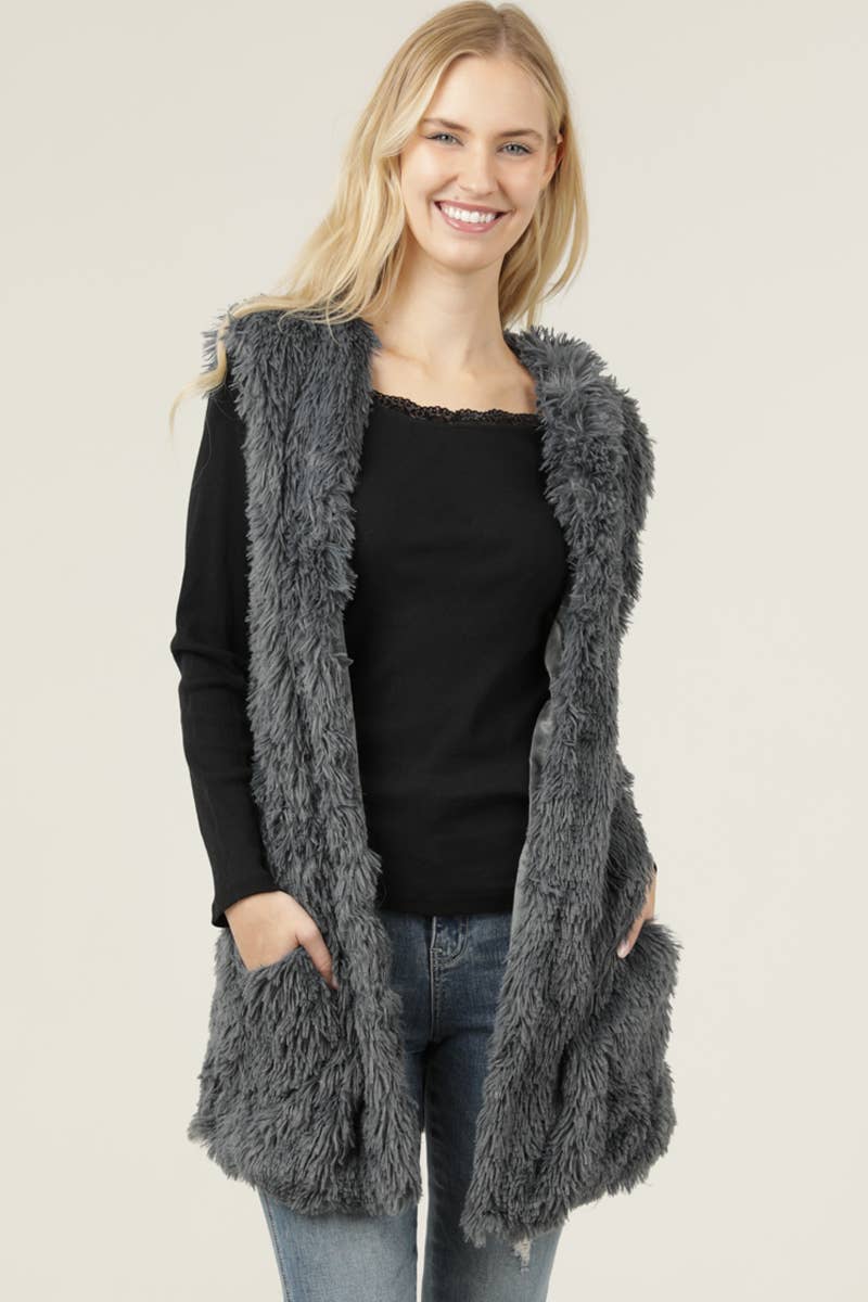 ANGIE - Wholesale Outerwear Vest - Women's - SJ812-ASIS FURRY VEST1