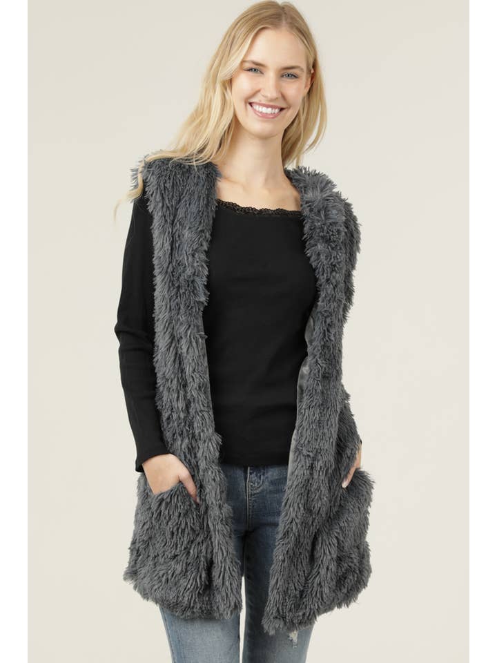 ANGIE - Wholesale Outerwear Vest - Women's - SJ812-ASIS FURRY VEST1