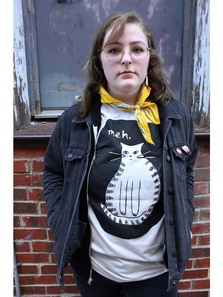 Yonder Studios - Wholesale Screen Printed T-Shirt - Women's - Meh Cat Shirt2