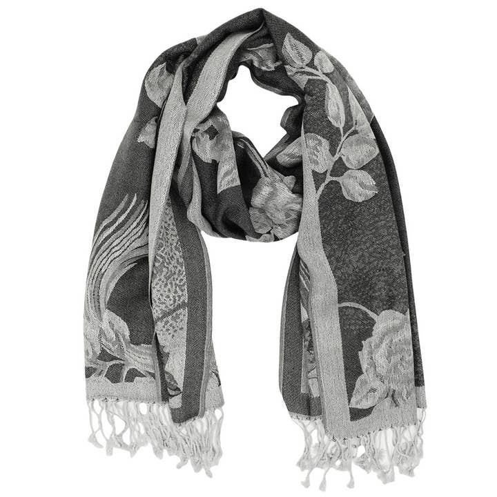 Sensibling Corp. - Wholesale Scarf – Women's - Rose Floral Pashmina Reversible Scarf Shawl53