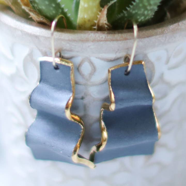 grey ribbon earrings for wholesale by Remnant Studios