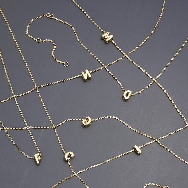 JOSSLYN by wall to wall - Wholesale Pendant/Charm Necklace - MINI PERSONALIZED INITIAL 3D BUBBLE LETTER NECKLACE | 80N324