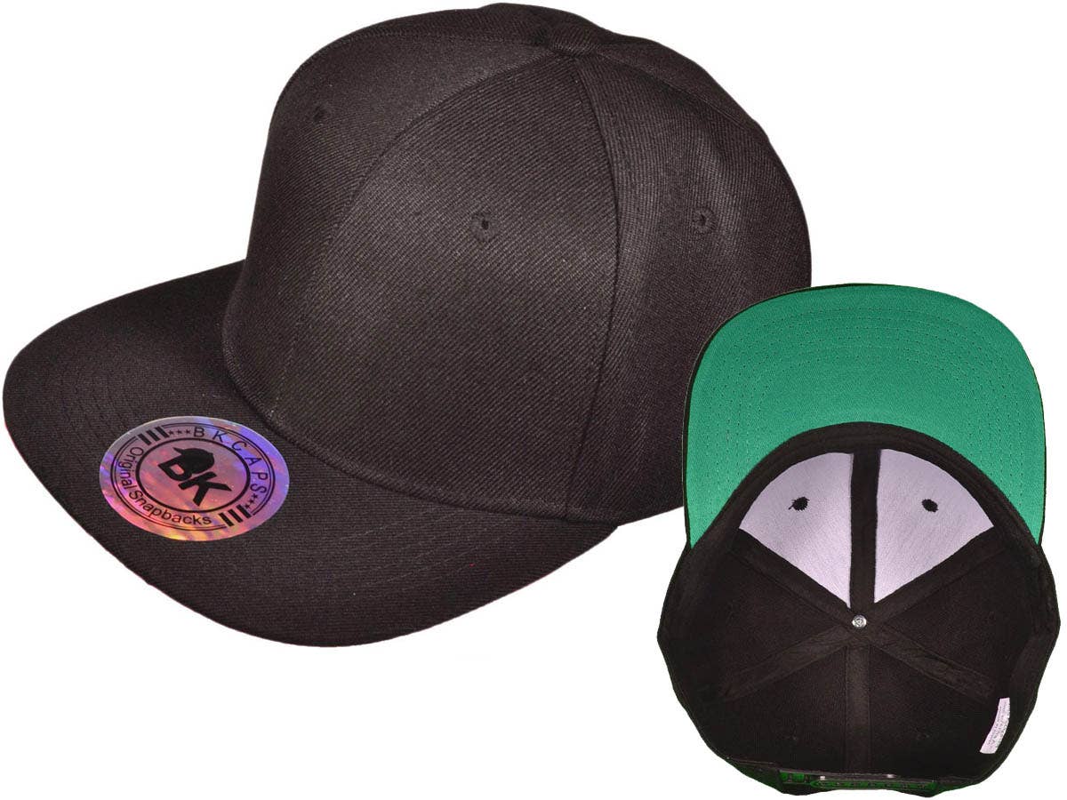 Buck Wholesale - Wholesale Flat Brim Cap - Unisex - Blank Snapback Hats - BK Caps Flat Bill Plain Vintage47