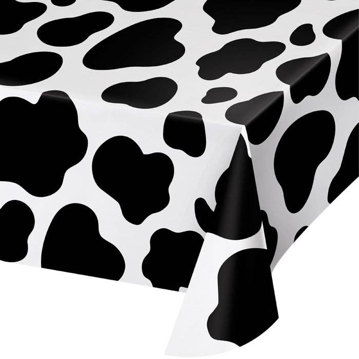 Bulk Party Decor - Wholesale Disposable Table Cover/Runner - Cow Print Plastic Table Covers, 1/Pkg