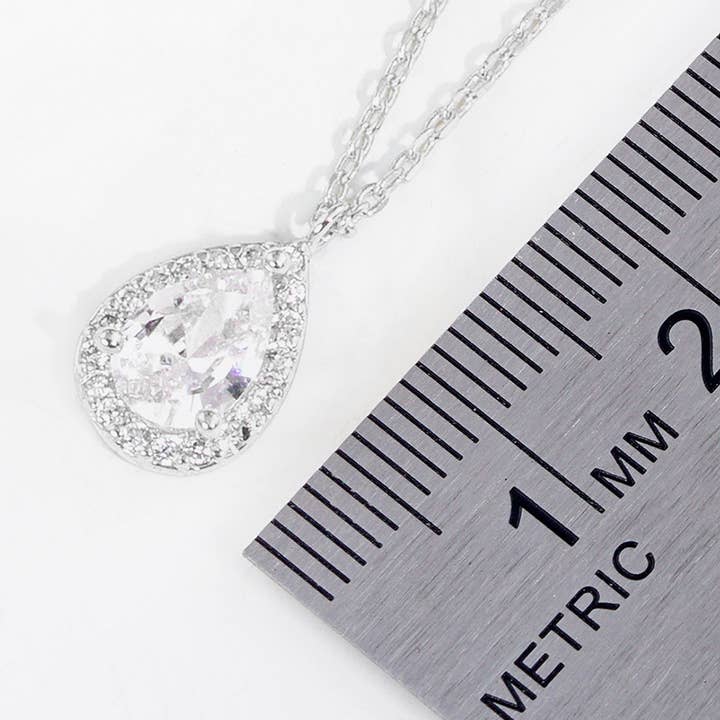 Sensibling Corp. - Wholesale Pendant/Charm Necklace - Gold Dipped CZ Teardrop Pendant Necklace