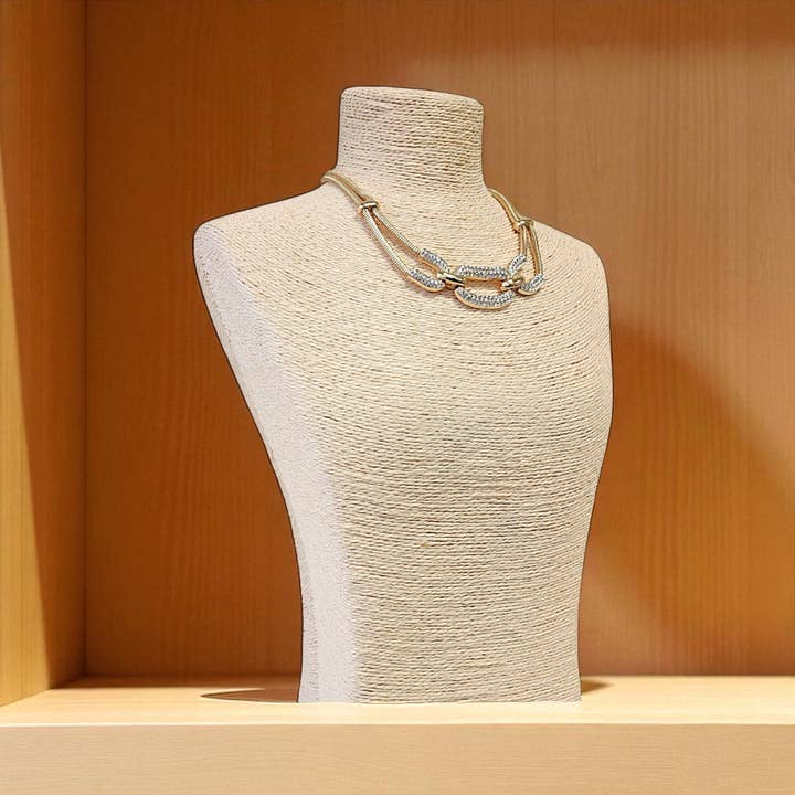 Bijoux Envie Statement Jewelry - Wholesale Link & Chain Necklace - Vintage Pavé Link Collar Necklace | Statement Jewelry | Gold1