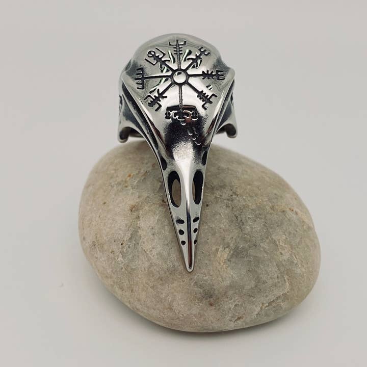 Mio Queena - Wholesale Signet Ring - Viking Stainless Steel Men's Crow Head Ring - MJ/MR