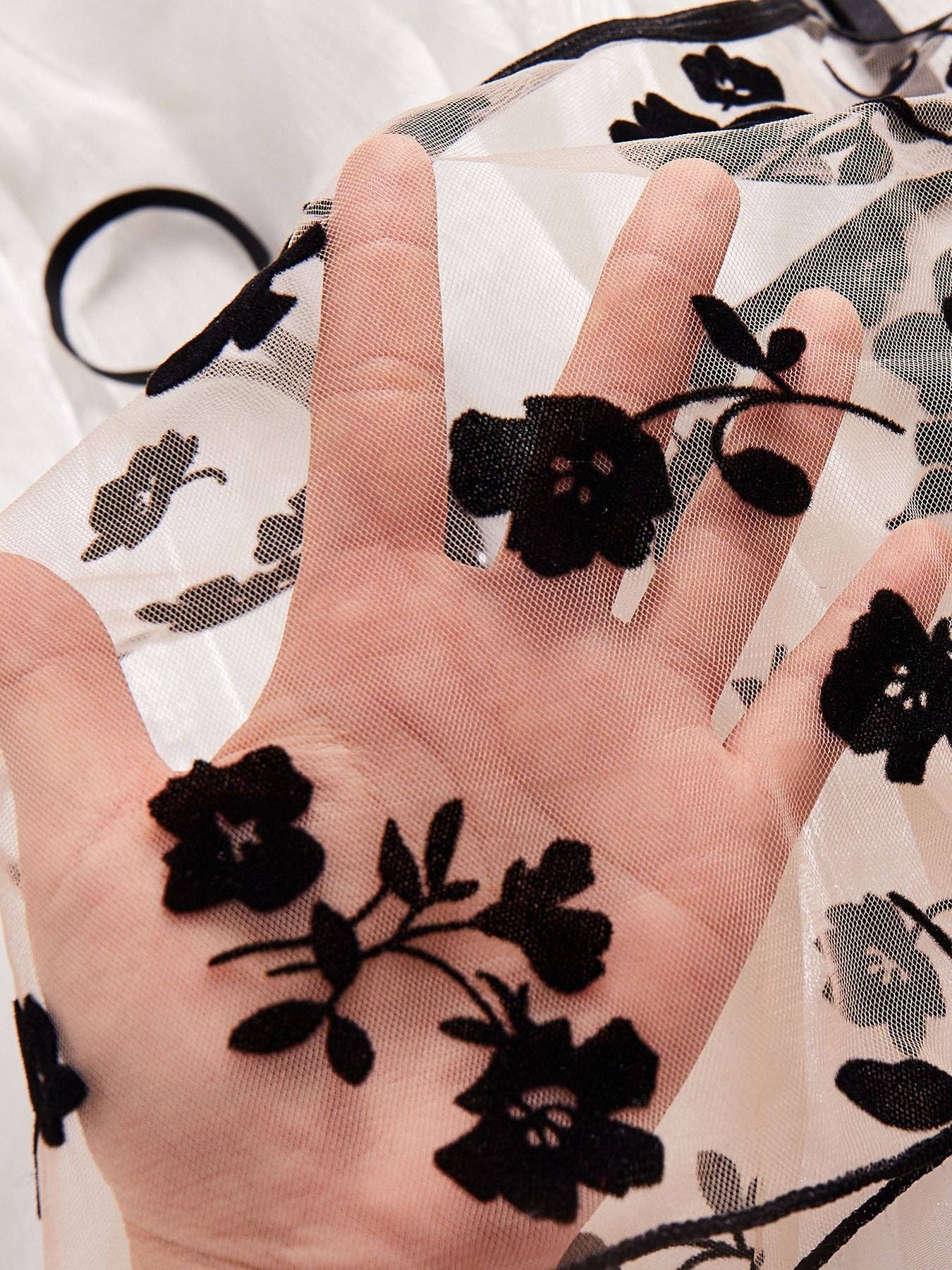 Black Ladies Floral See Through 2PCS Lingerie Set SKLG4160 for wholesale on Faire8