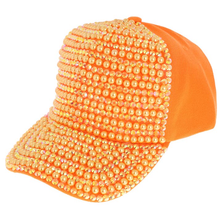SP Sophia Collection - Wholesale Baseball Cap - Women's - Iridescent Rhinestone & Pearl Bling Baseball Cap6