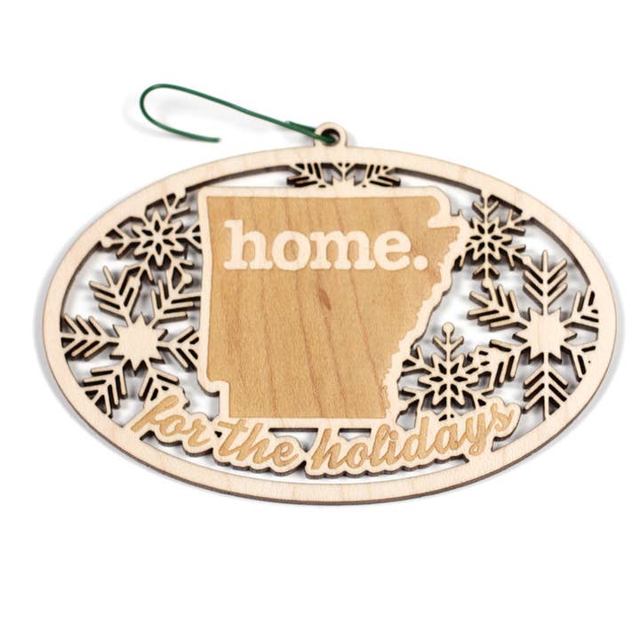 Wooden Holiday Ornament - Arkansas for wholesale by Home State Apparel