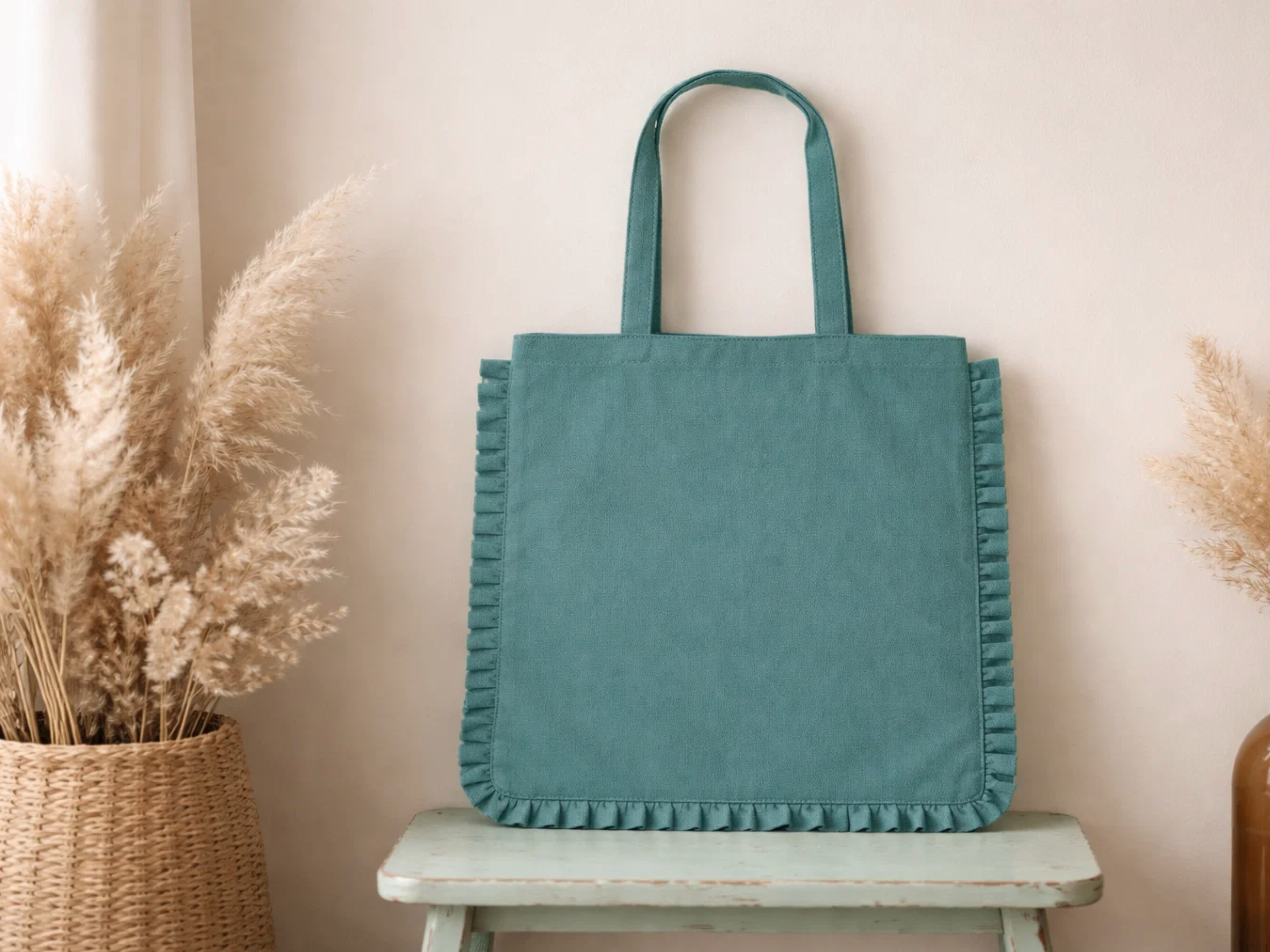 House of Kraft Jewelry & Accessories - Wholesale Tote Bag - Women's - Canvas Ruffle Tote | Canvas Colored Tote Bag | Unbranded 26