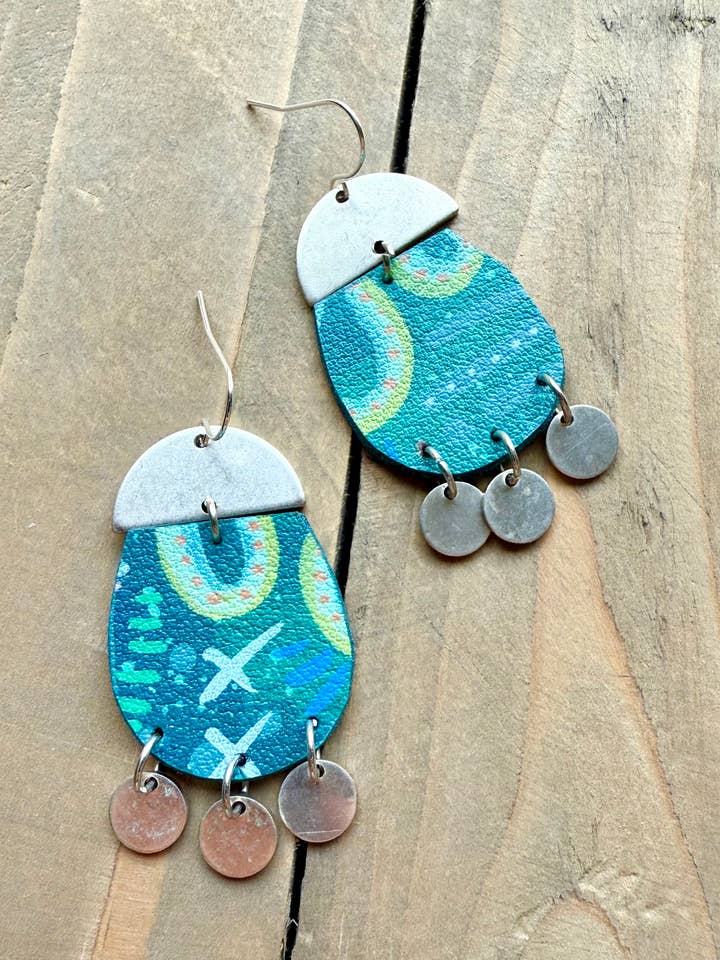 No. 22 | silver tone mixed media hand painted dangle earring for wholesale by enika