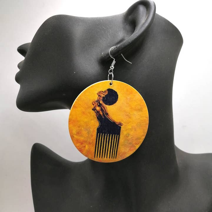 AfricanFabs - Wholesale Dangle Earrings - Africa inspired earrings | Afro Comb1