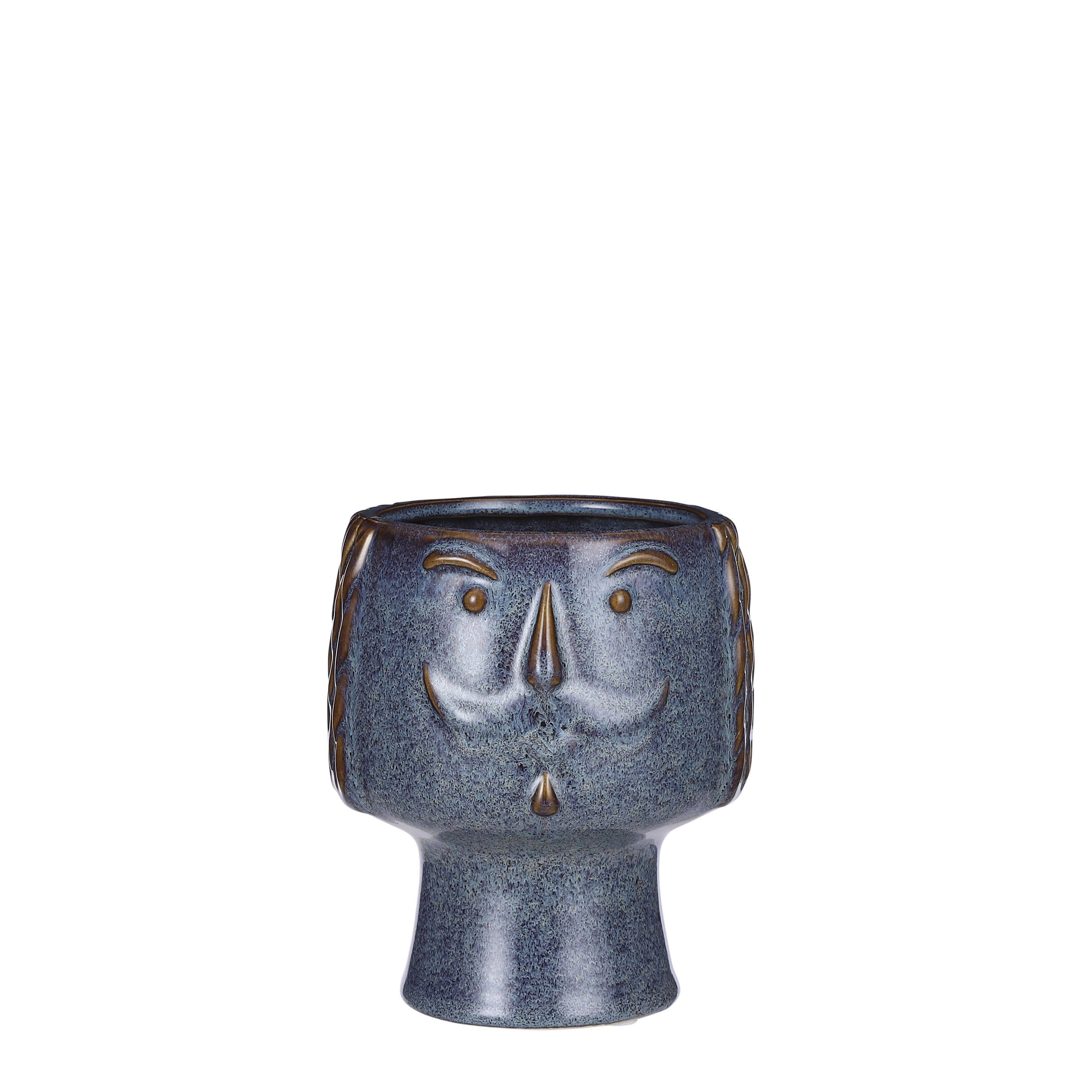 DRYdecorations - Wholesale Plant Pot - BloemPot gezicht blauw0