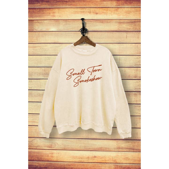 SMALL TOWN SMOKESHOP MINERAL WASH SWEATSHIRT for wholesale by VINTAGE POINT USA