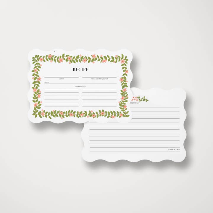 Olive and Lu Paper - Wholesale Recipe Card - Scalloped Floral Recipe Cards 2