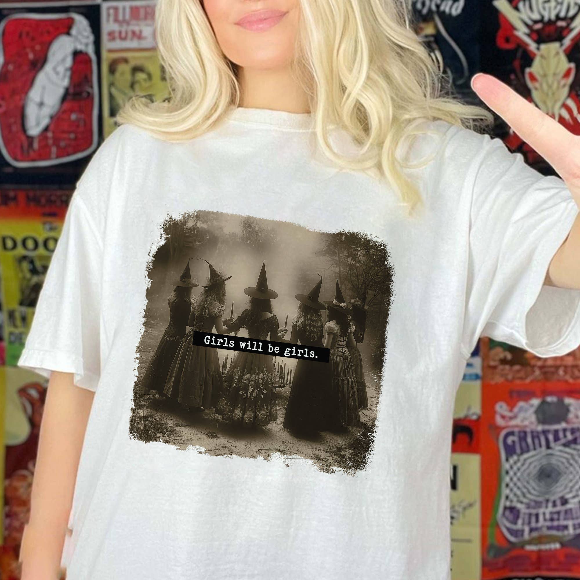 NVC Ecommerce LLC - Wholesale T-Shirt (Graphic) - Women's - Girls Will Be Girls Witch Shirt, Feminist Witch T-Shirt3