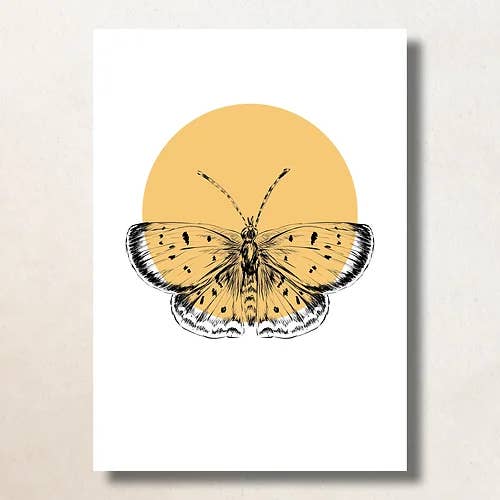 Papillon, point jaune/A6/Carte pour la vente par Bijzondere Kaartjes