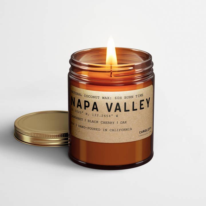 Candlefy - Wholesale Jar/Filled Candle - Napa Valley California Wine Candle Natural Coconut Soy Wax