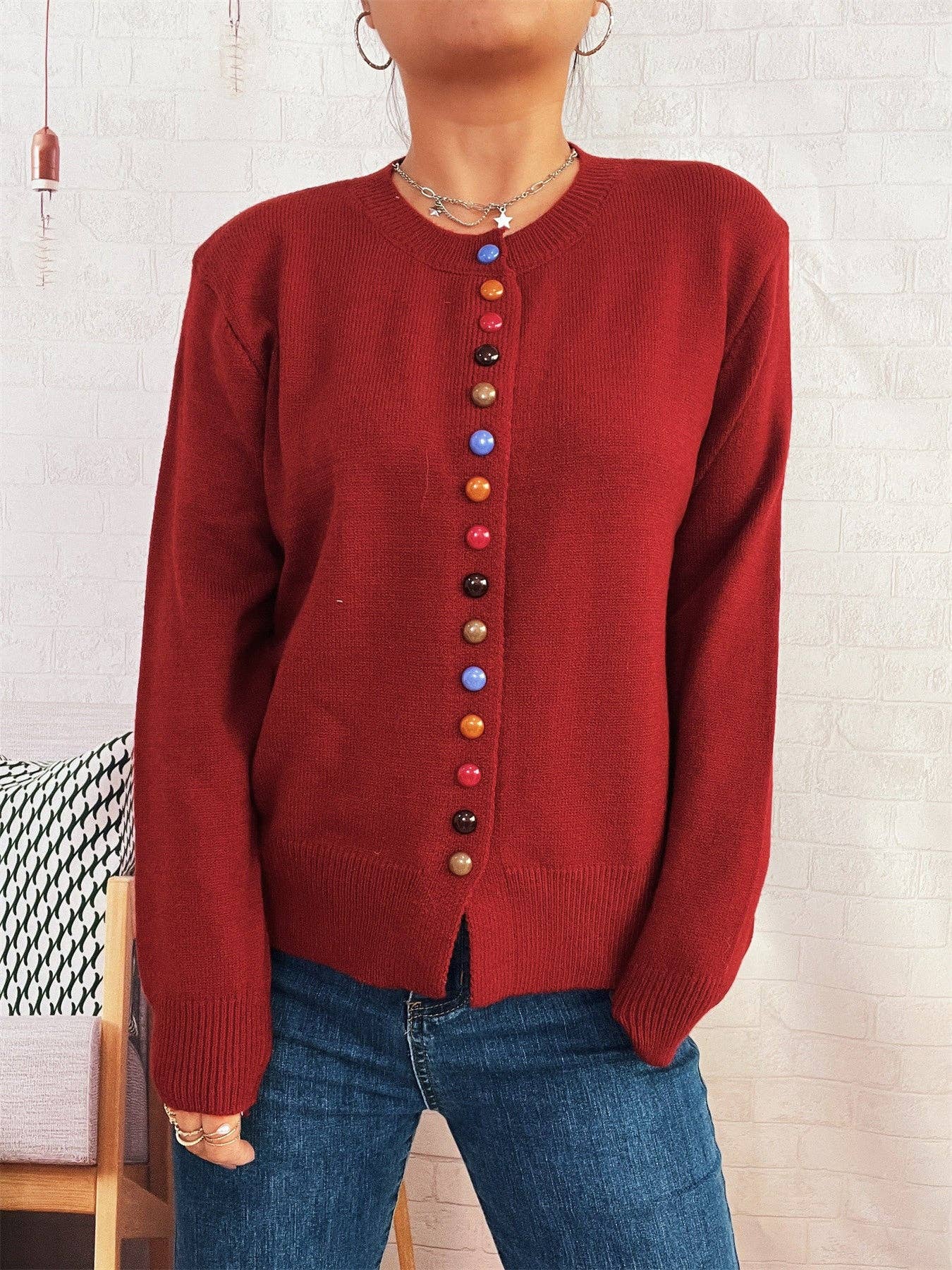 alberalkirk - Vente Cardigan – femme - Cardigan Boutonné ColorBlock Léger Options N5A2090