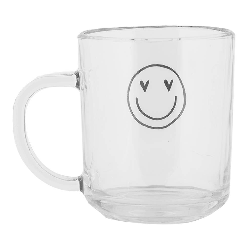 Clayre & Eef – Großhandel Trinkglas/Tasse – Clayre & Eef Trinkglas 200 ml aus transparentem Glas mit Smiley1