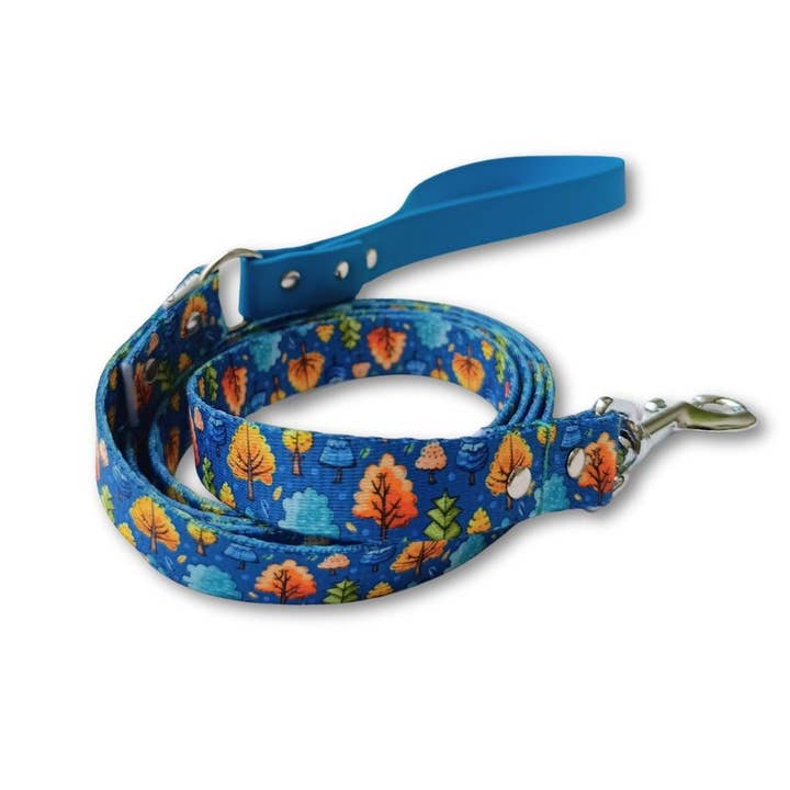 Dual-material dog leash with forest pattern for wholesale by Stylidog
