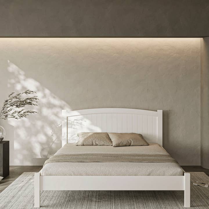 Rezgar Model - MDF træseng, hvid sengeramme for engroshandel hos Deholzwart GmbH